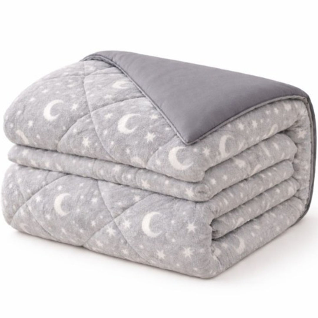 لحاف شتوي دبل فيس فرو و مايكروفايبر سنوز- 210*220 سم - رمادي
