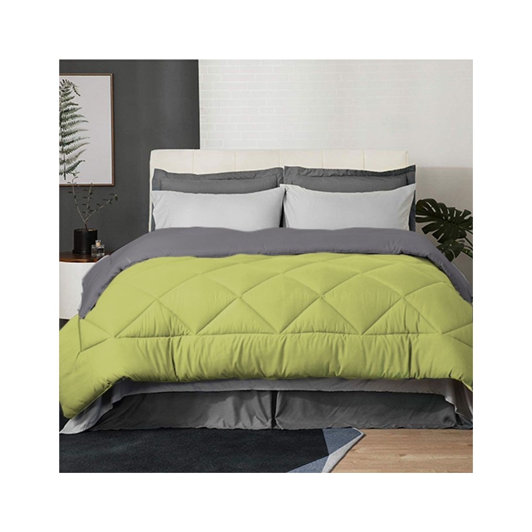 لحاف دبل فيس - 220/235 سم - ليموني/رمادي