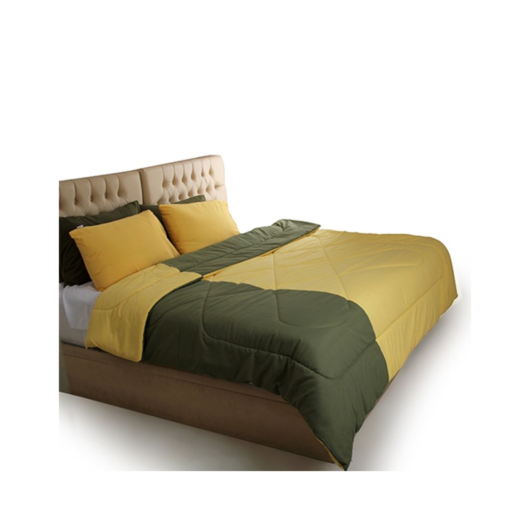 لحاف دبل فيس تشس - يلو/ دارك جرين - 160/235 سم