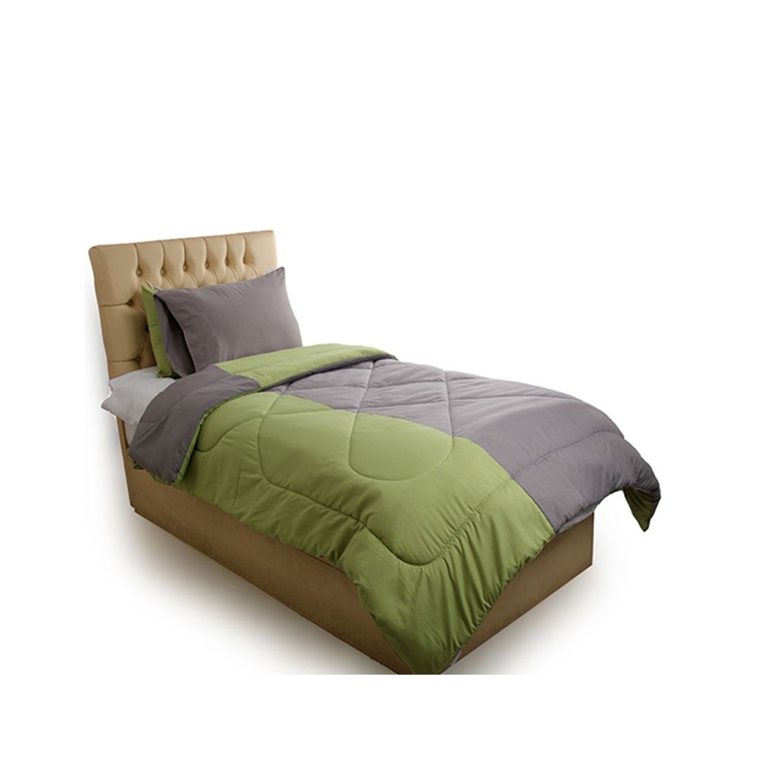 لحاف دبل فيس تشس - ليمون جرين/ جراي - 220/235 سم