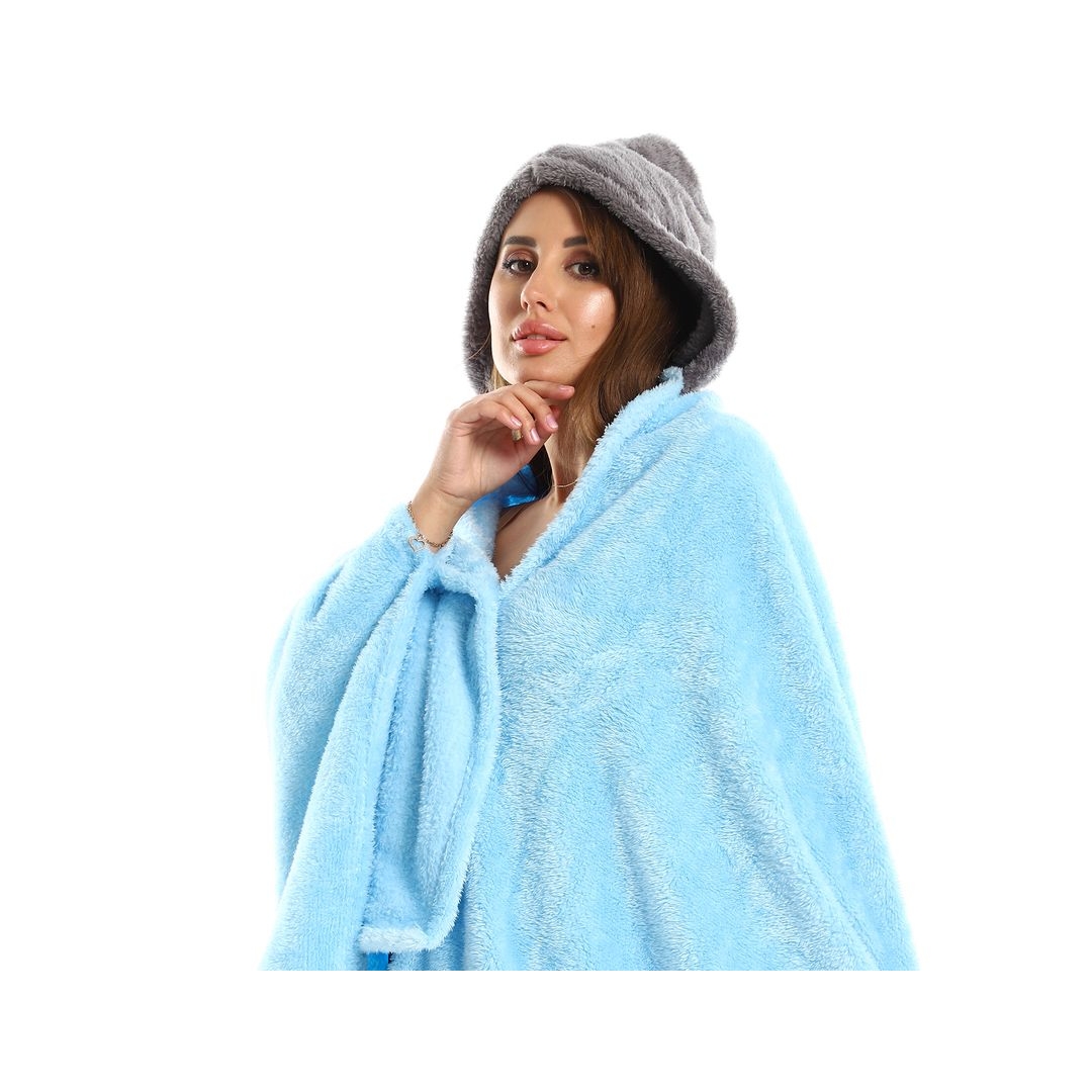 طقم دفاية للارتداء الشخصي - 3 قطع - رمادي/لبني - 110*130 سم