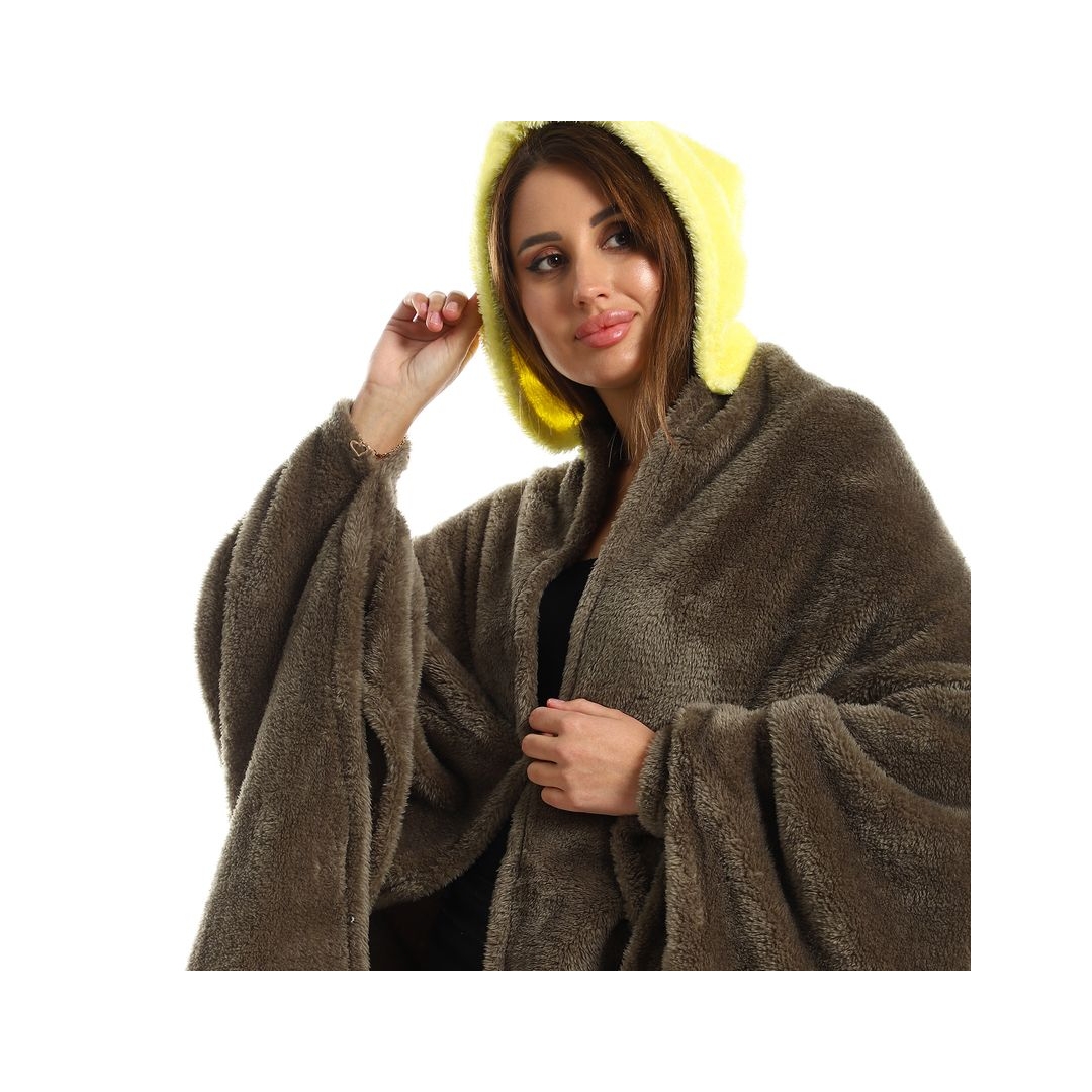 طقم دفاية للارتداء الشخصي - 3 قطع - زيتي/أصفر - 110*130 سم