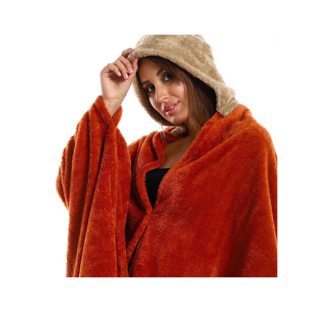 طقم دفاية قابله للارتداء الشخصي - قطعتين - برتقالي/بيج - 110*130 سم