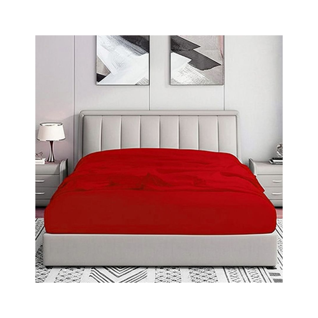 طقم ملاية بأستيك - 180/200 سم - 3 قطع - أحمر