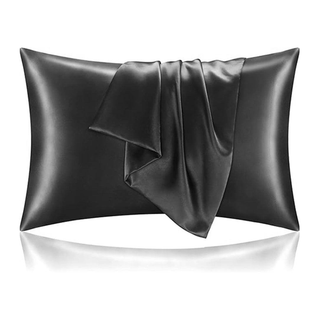 كيس وساده ساتان - 48*70 سم - أسود