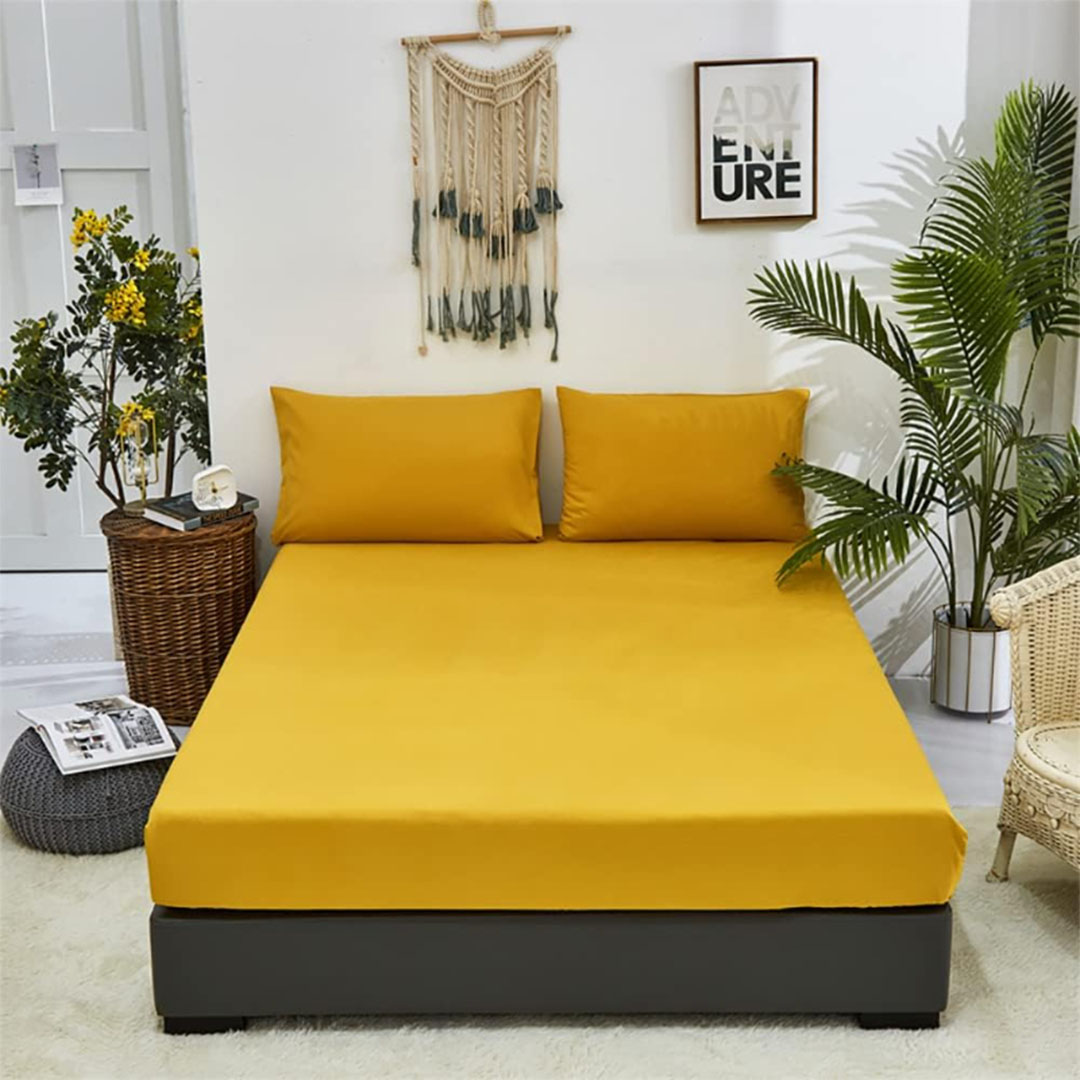 طقم ملاية باستيك قطعتين 120*200 سم - أصفر