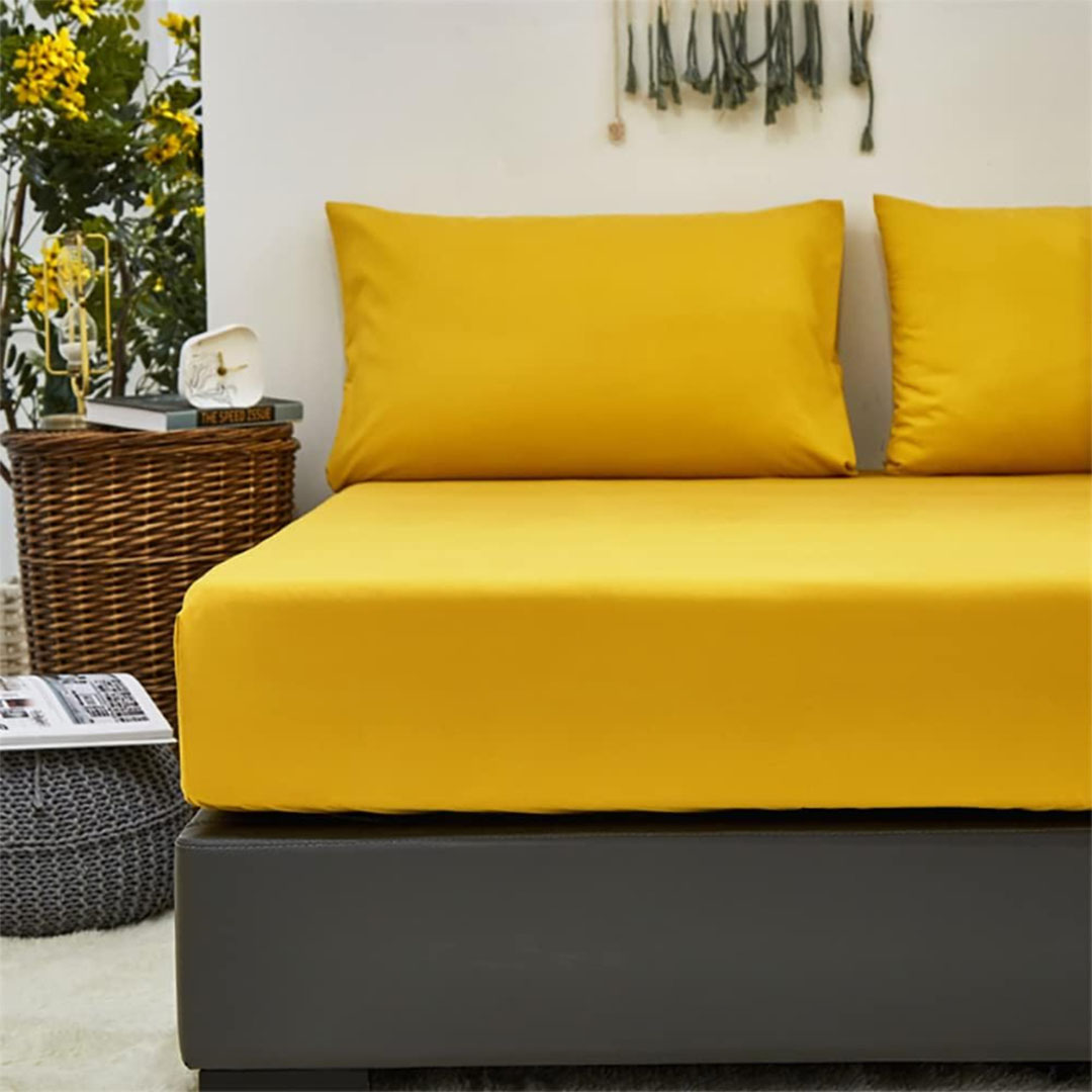 طقم ملاية باستيك 3 قطع 180*200 سم - أصفر