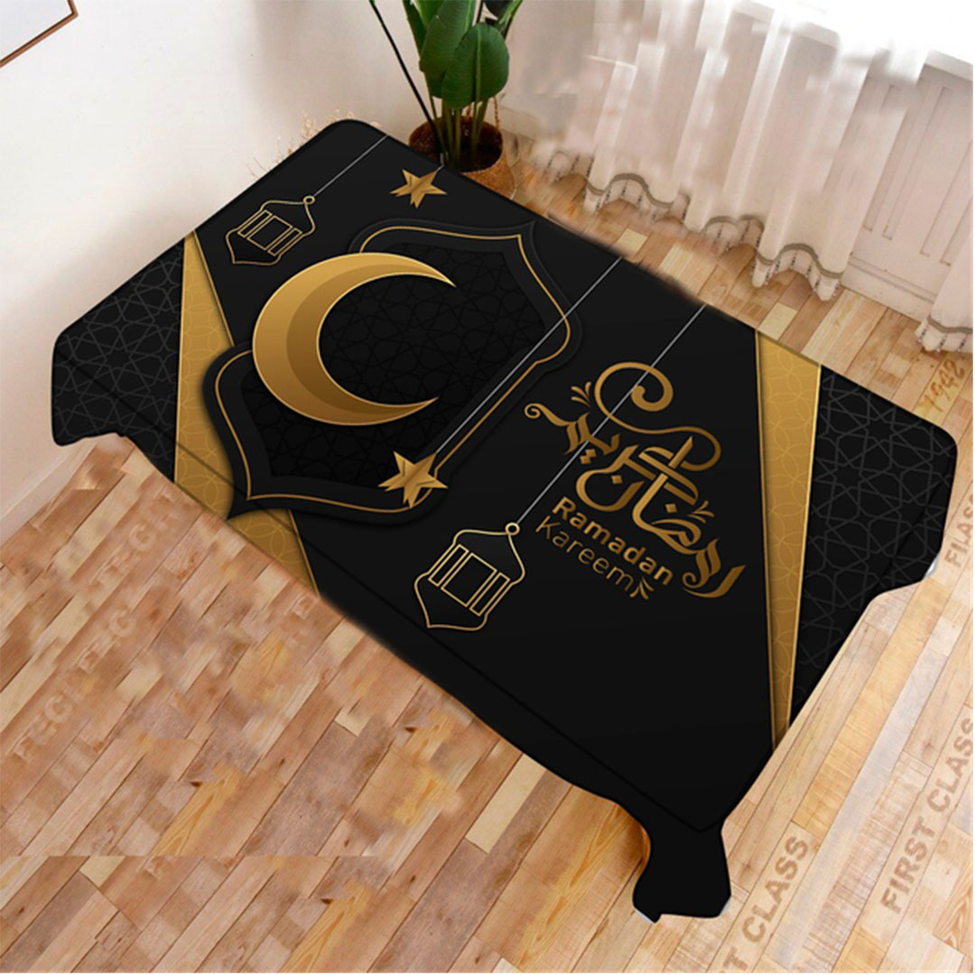 مفرش سفره - رمضان كريم - 80*135 سم - أسود