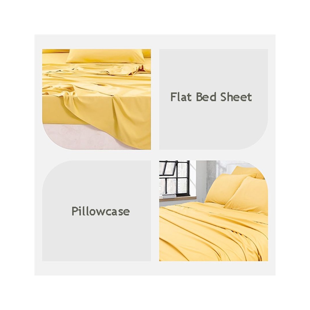 طقم ملاية بأستيك قطعتين من سنوز - أصفر - 100*200سم