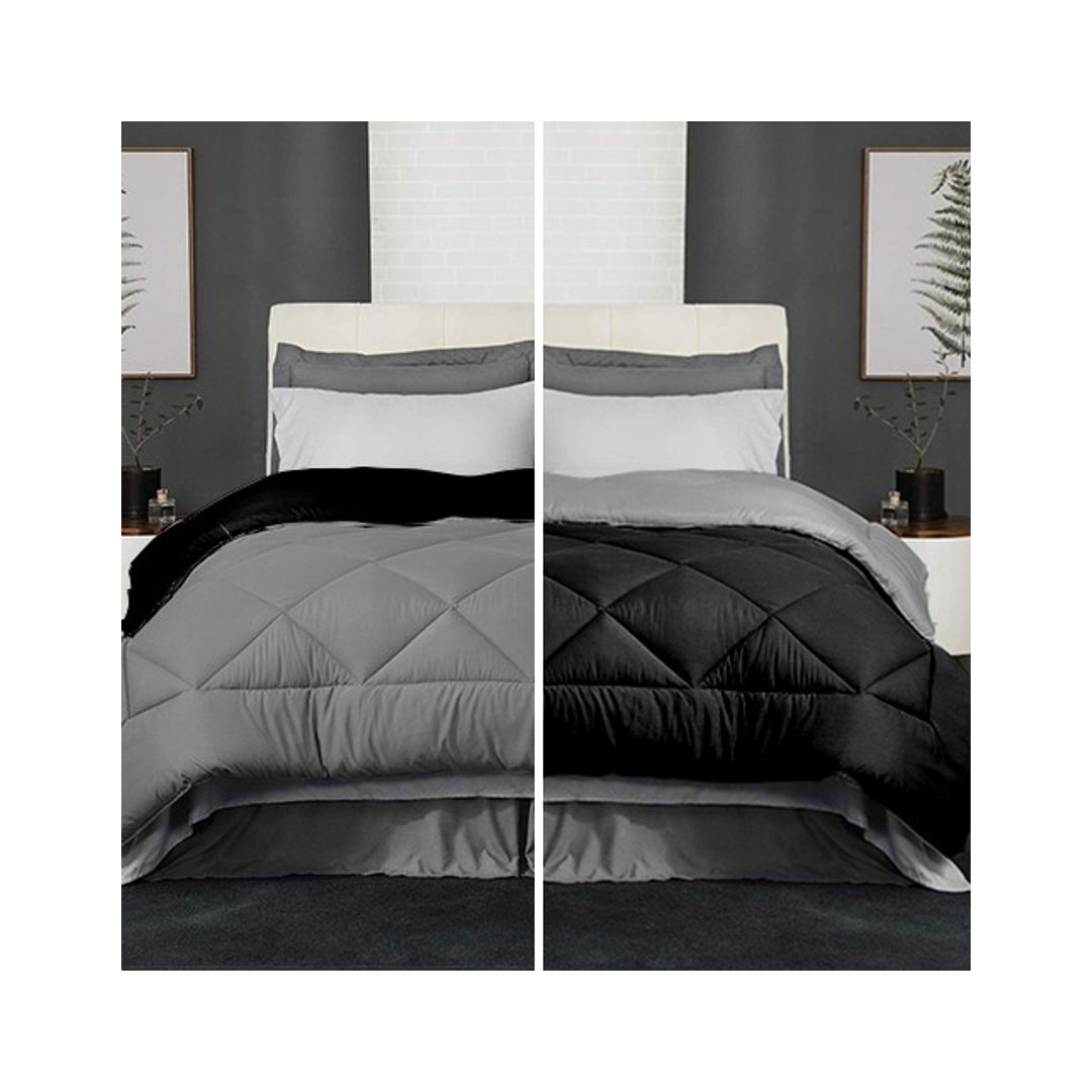 لحاف شتوي دبل فيس - 220/235 سم - جراى/ بلاك