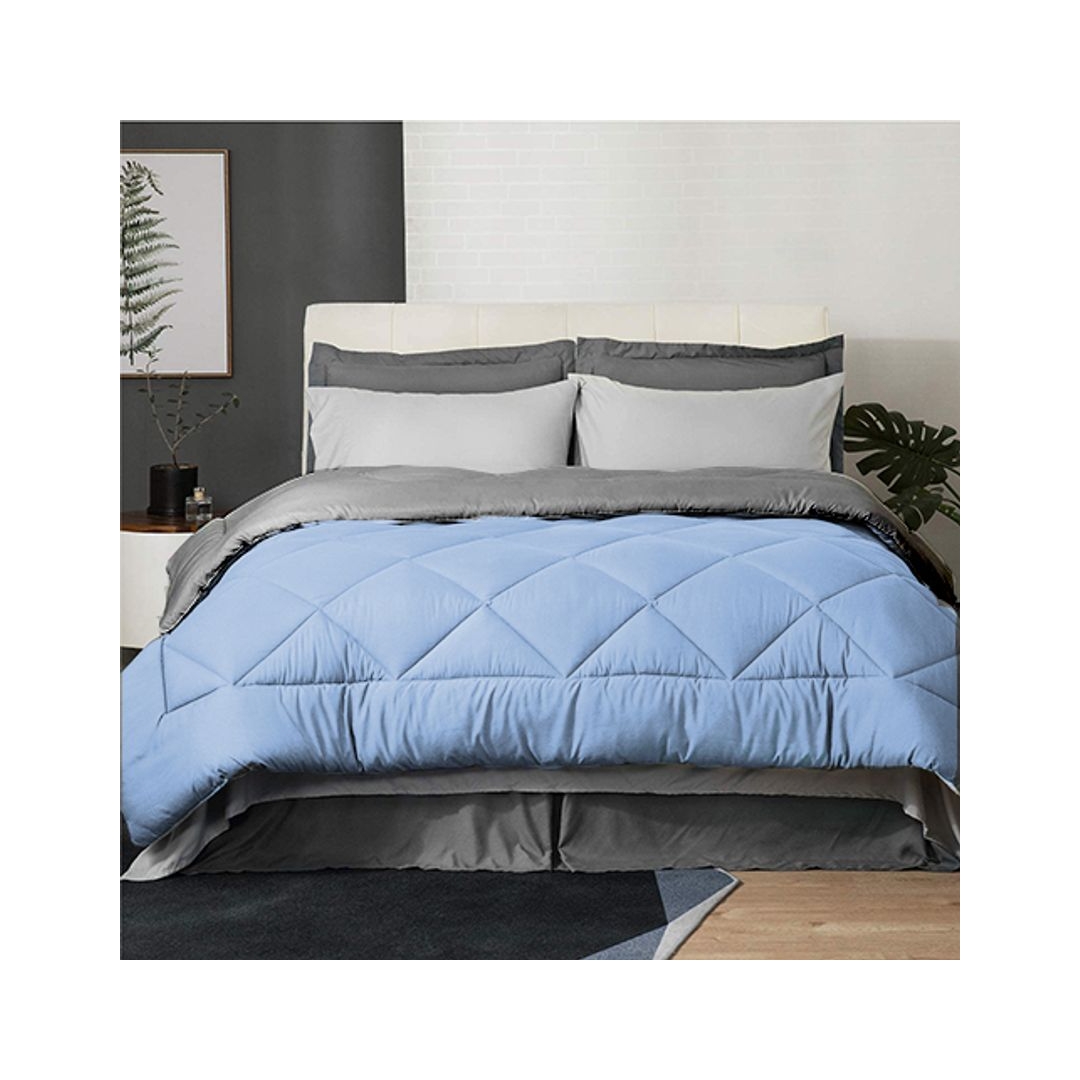 لحاف شتوي دبل فيس - 220/235 سم - جراى/ لايت بلو