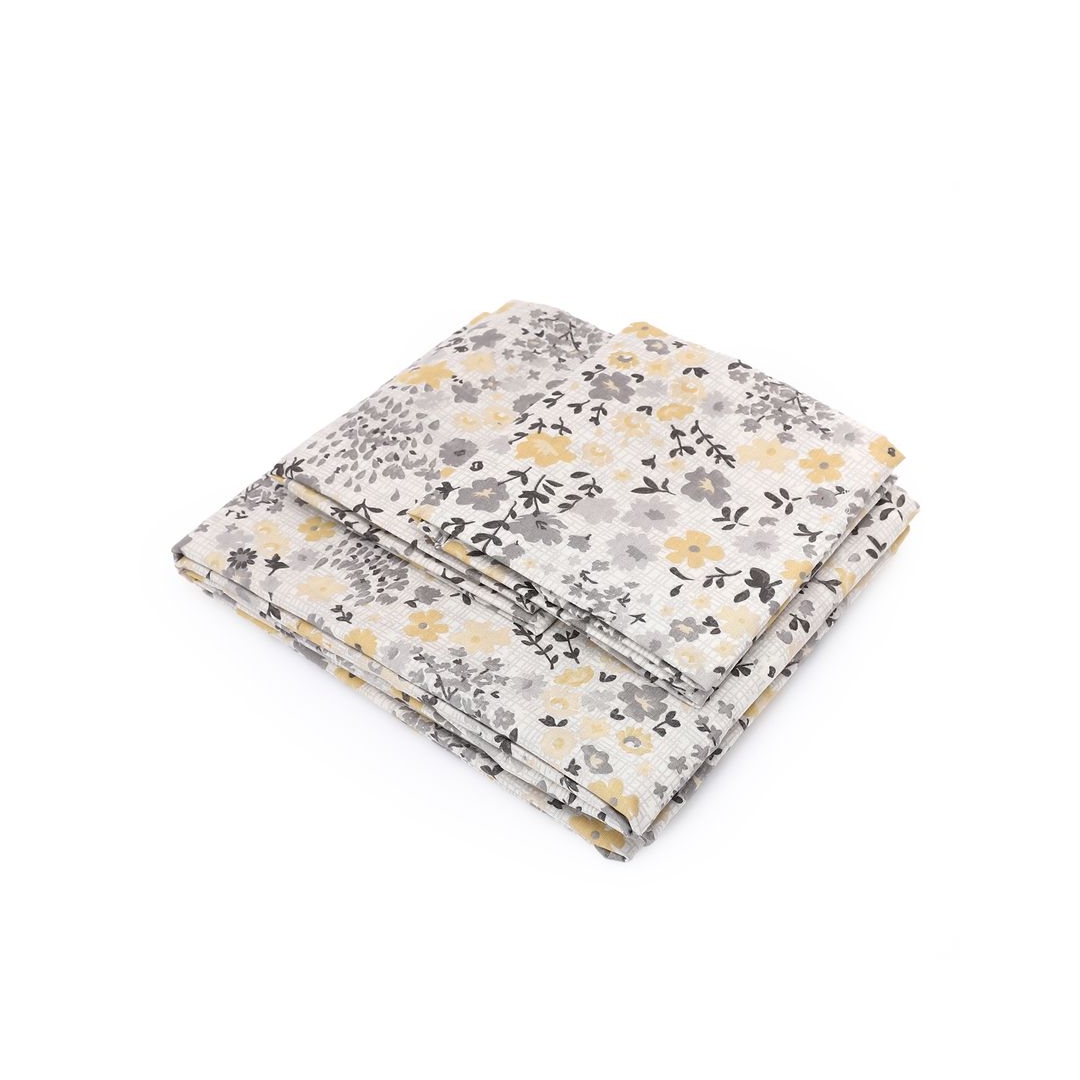 طقم ملاية سرير بأستيك 3 قطع تصميم وردة ديزي - 160*200 سم