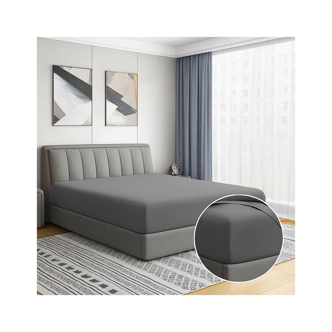 طقم ملاية بأستيك 3 قطع من سنوز - رمادى - 180*200سم