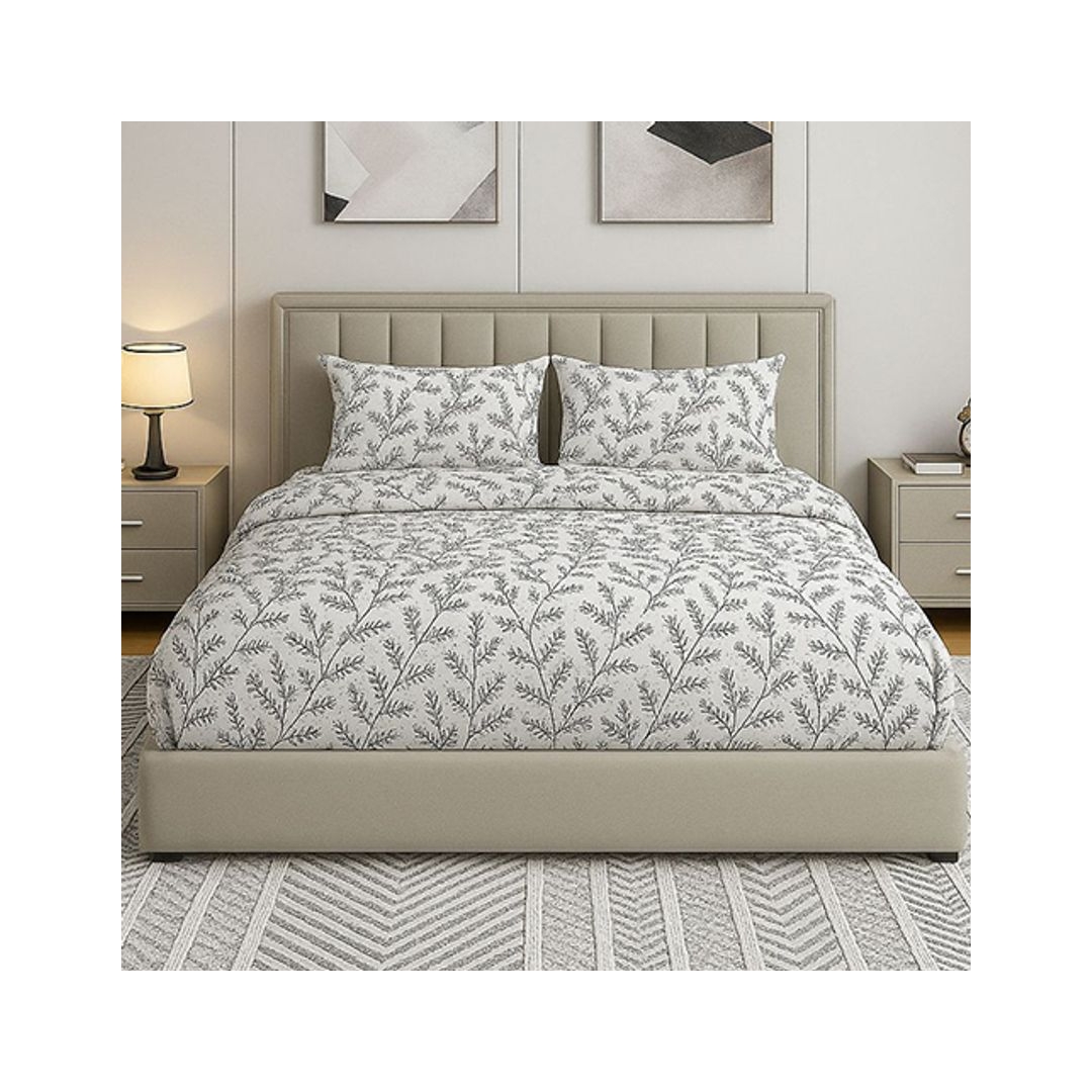 طقم ملاية سرير بأستيك 3 قطع تصميم رمادى روز - 160*200 سم