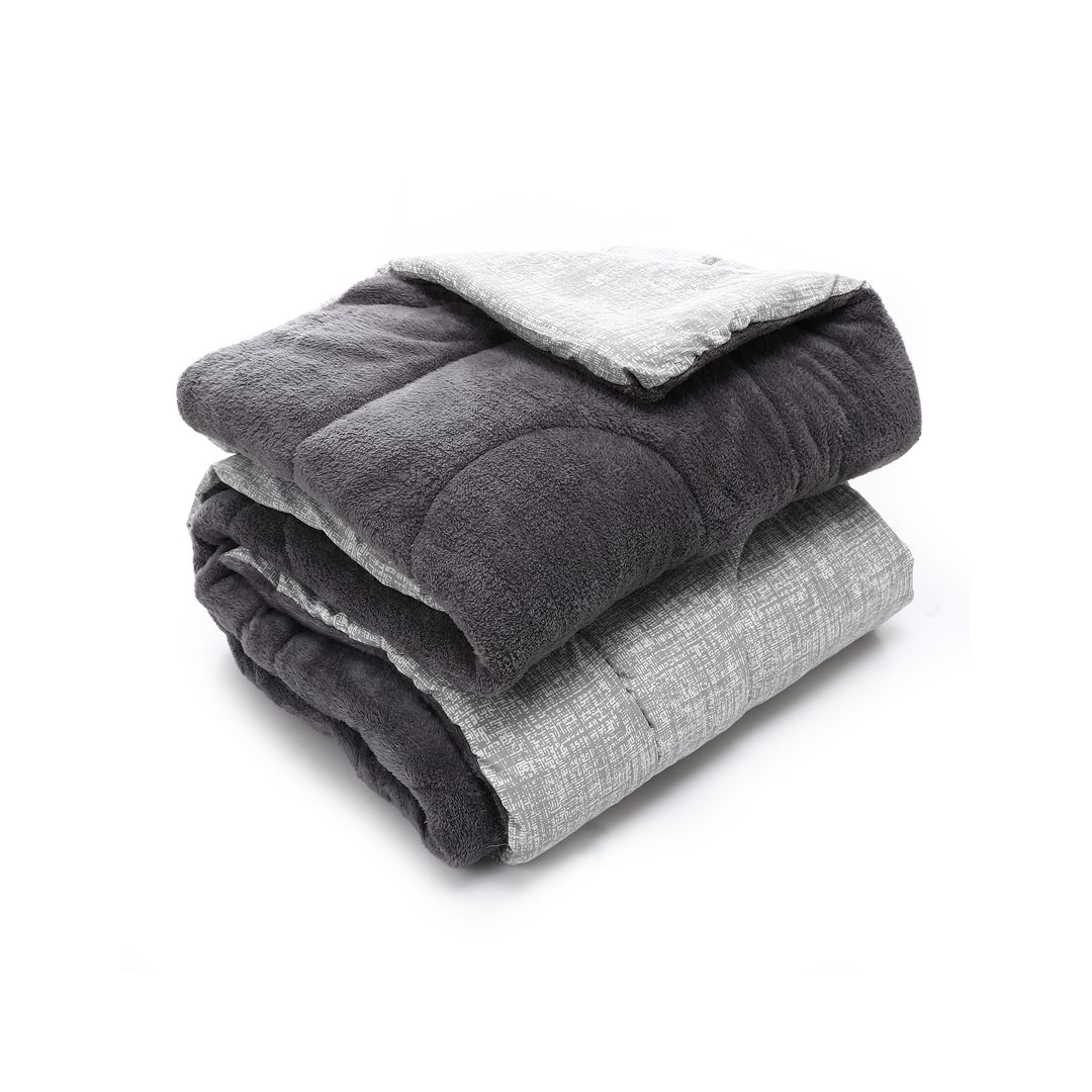 لحاف شتوي فرو دبل فيس - جراى ميز - 220/235 سم