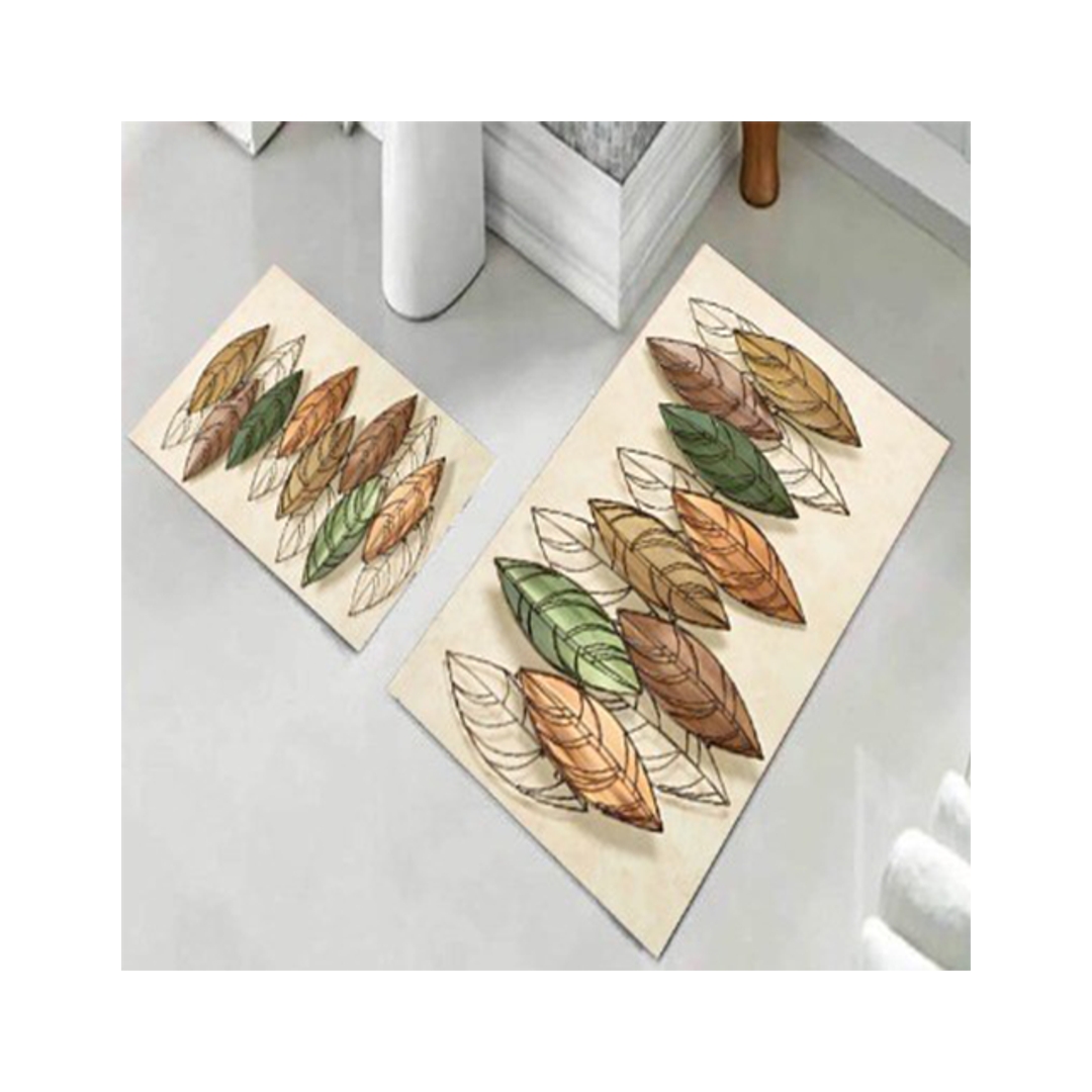 طقم دواسة حمام مانع للانزلاق قطيفه - قطعتين - تصميم ليفز