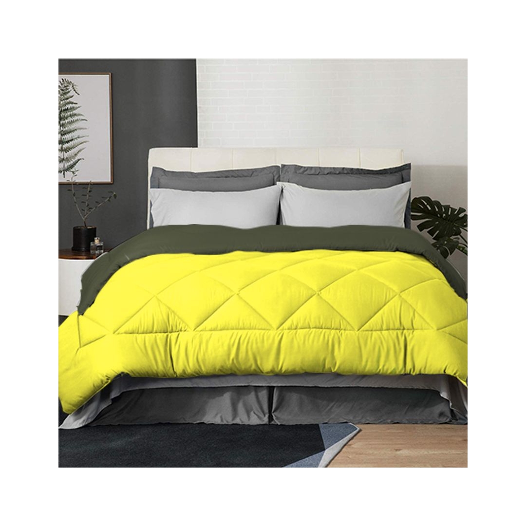 لحاف شتوي فايبر دبل فيس ساده - 160/235 سم - أصفر