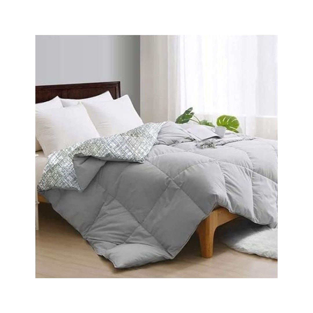 لحاف دبل فيس صيفي من طيبه تصميم رمادى ميز - 180*220 سم