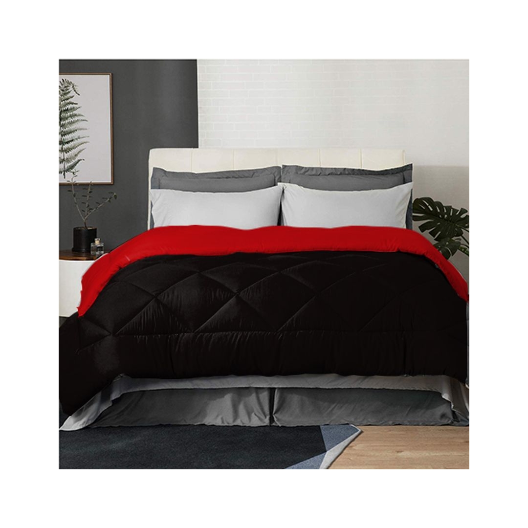 لحاف دبل فيس - 160/235 سم - أسود/أحمر