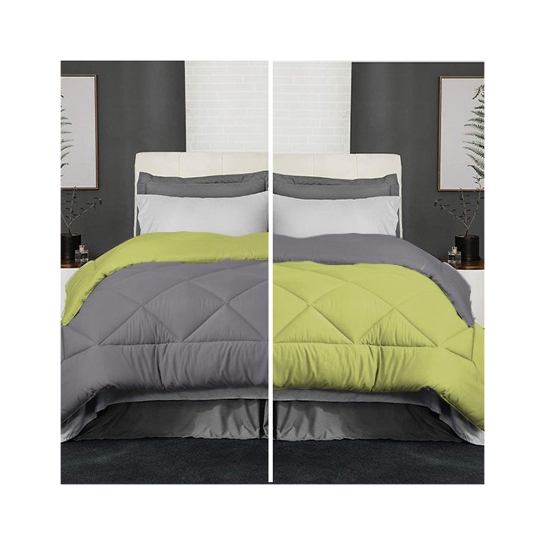 لحاف دبل فيس - 220/235 سم - ليموني/رمادي