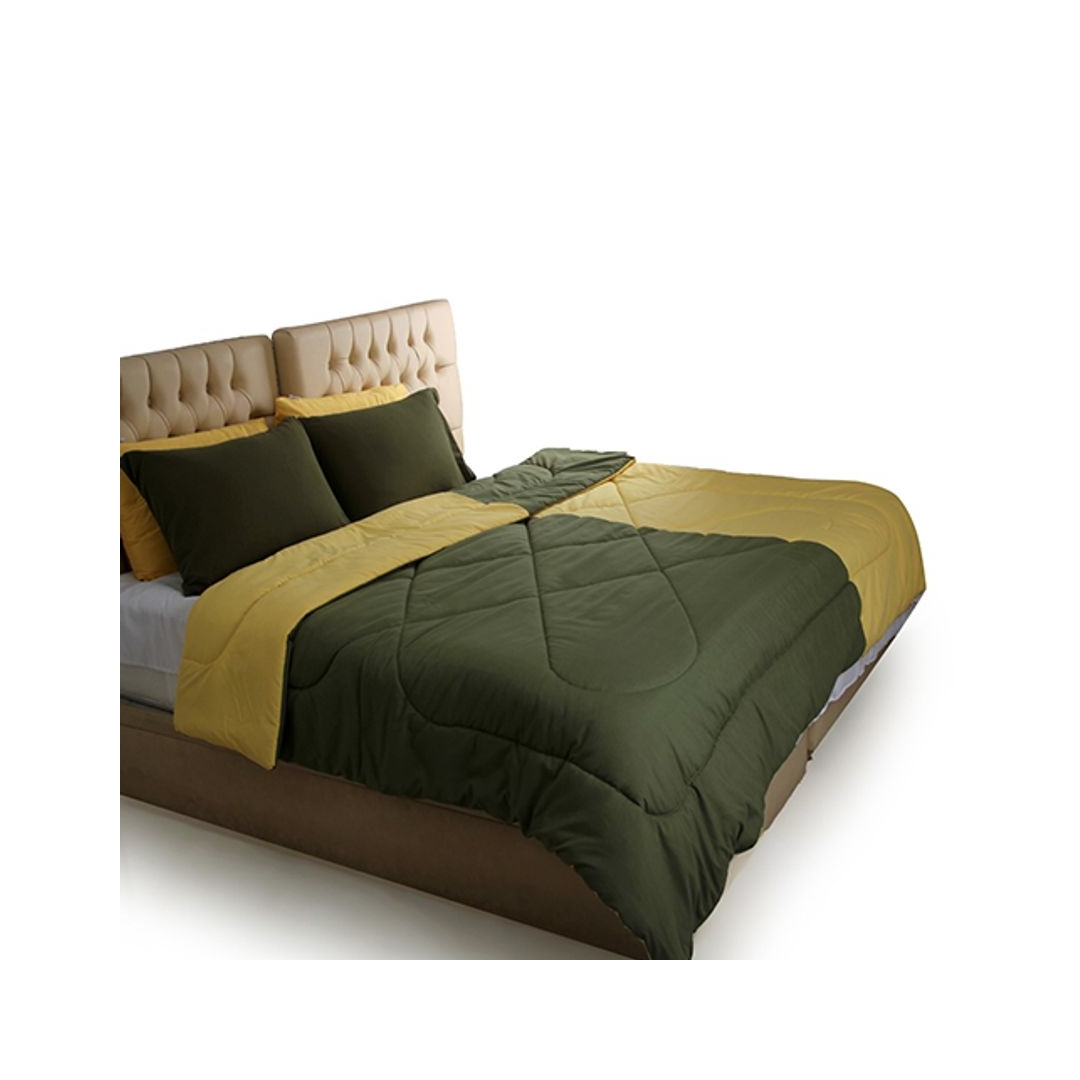 لحاف دبل فيس تشس - يلو/ دارك جرين - 160/235 سم