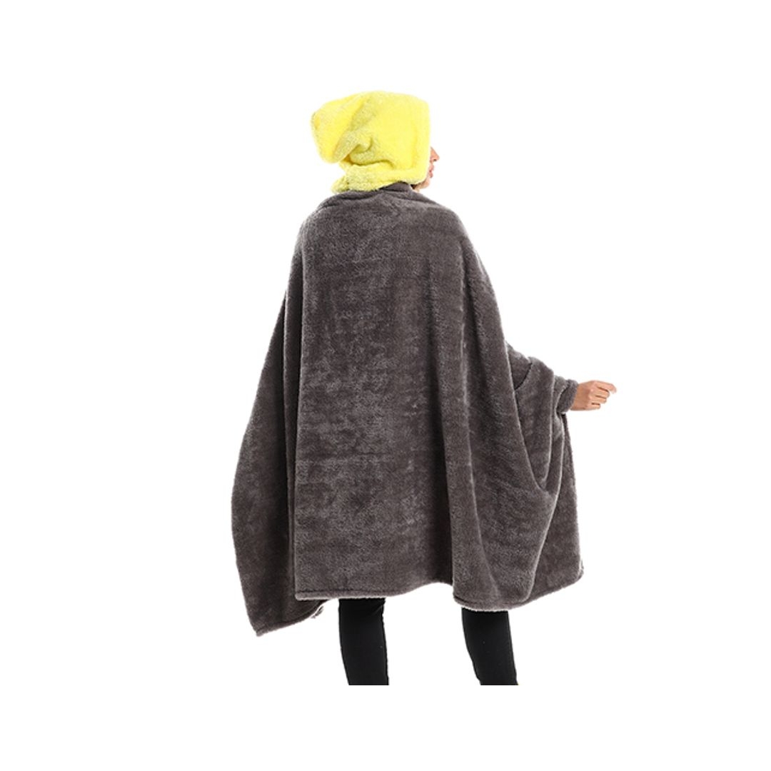 طقم دفاية قابله للارتداء الشخصي - قطعتين - رمادي/أصفر - 110*130 سم