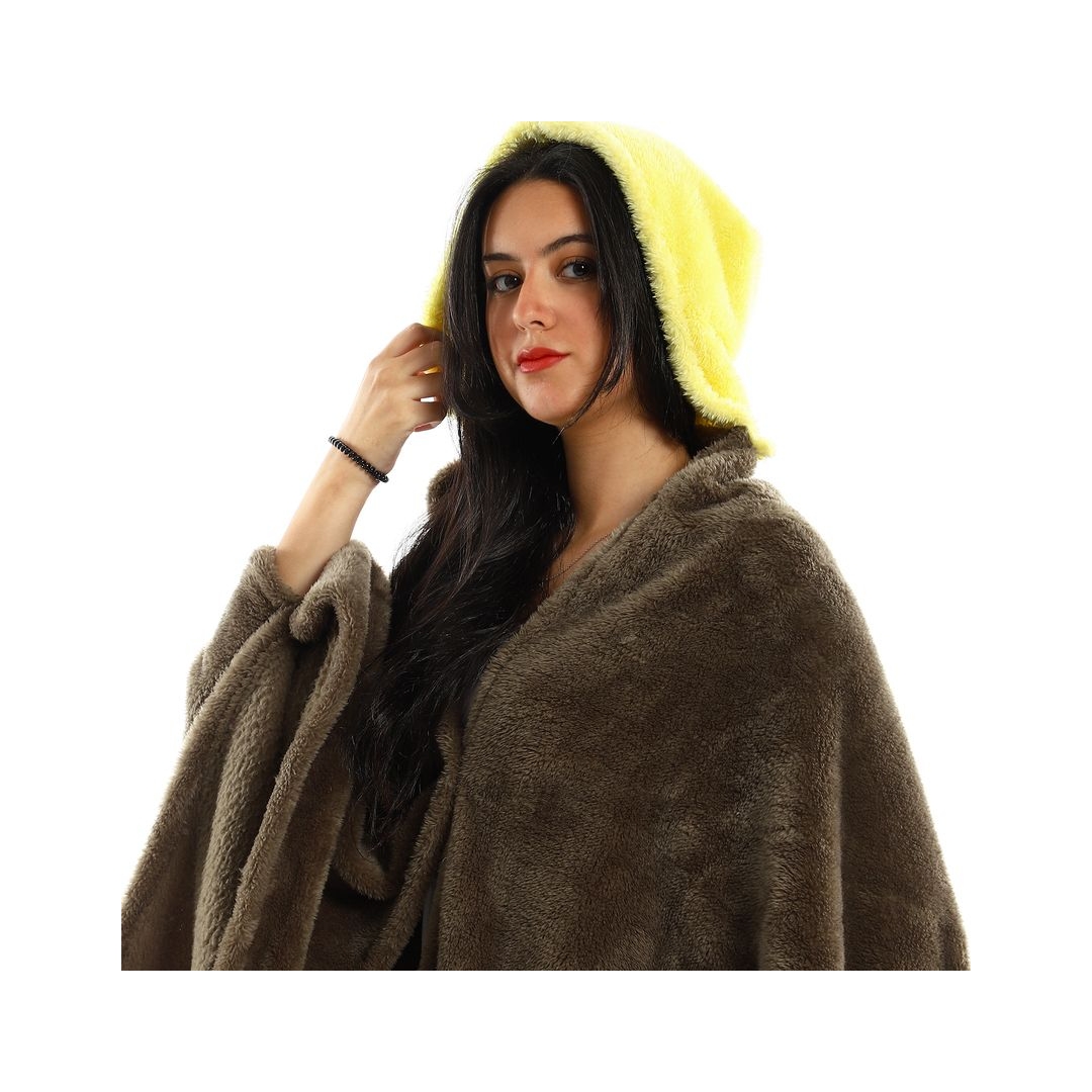 طقم دفاية قابله للارتداء الشخصي - قطعتين - زيتي/لبني - 110*130 سم