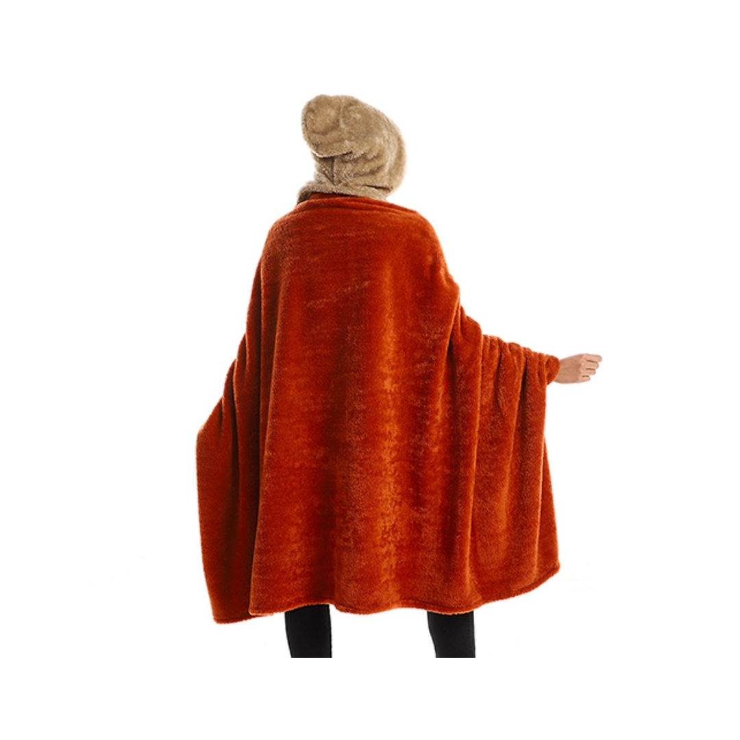 طقم دفاية قابله للارتداء الشخصي - قطعتين - برتقالي/بيج - 110*130 سم