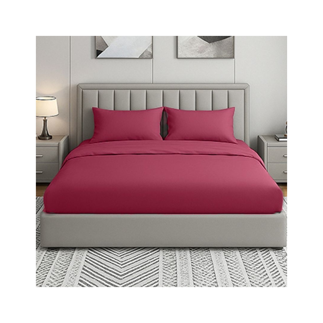 طقم ملاية بأستيك - 160/200 سم - 3 قطع - بينك