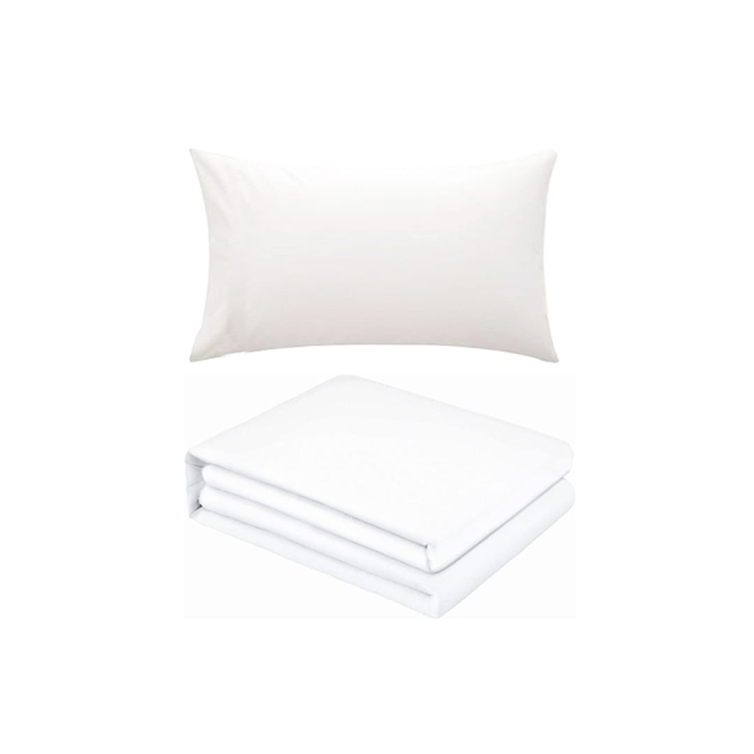 طقم ملاية بأستيك قطعتين من سنوز - أبيض - 100*200سم