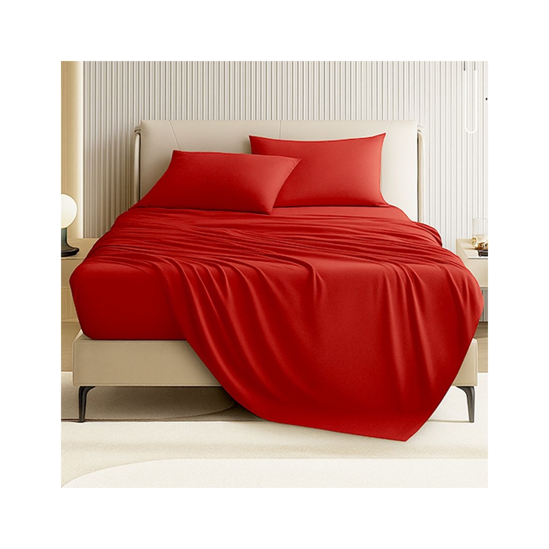 طقم ملاية عادية - 220/235 سم - 3 قطع - أحمر