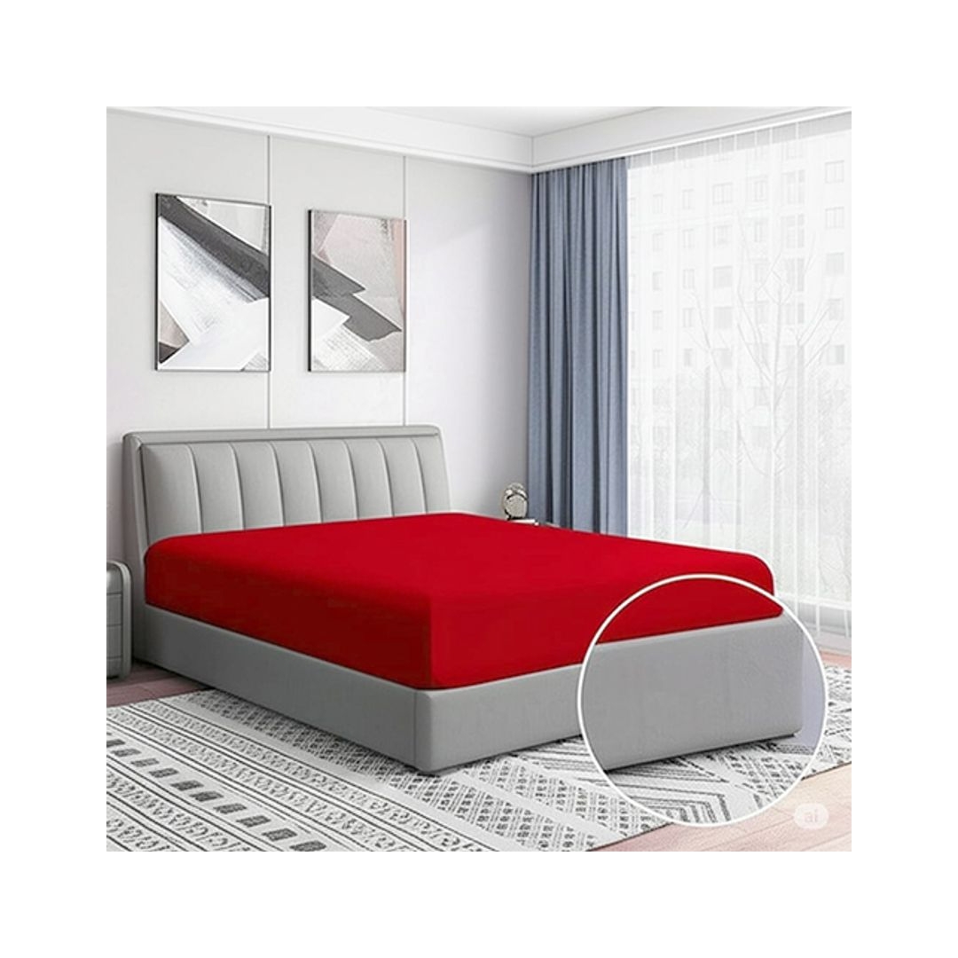 طقم ملاية بأستيك - 120/200 سم - قطعتين - أحمر