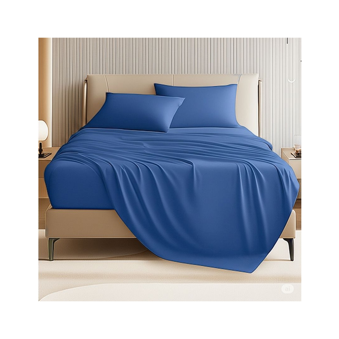 طقم ملاية عادية - 220/235 سم - 3 قطع - أزرق