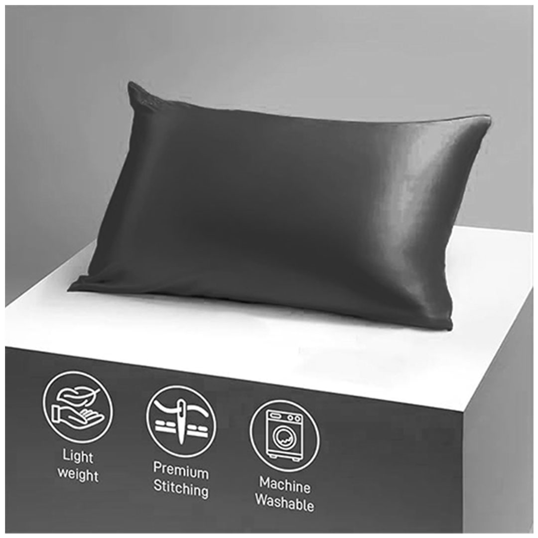 كيس وساده ساتان - 48*70 سم - أسود