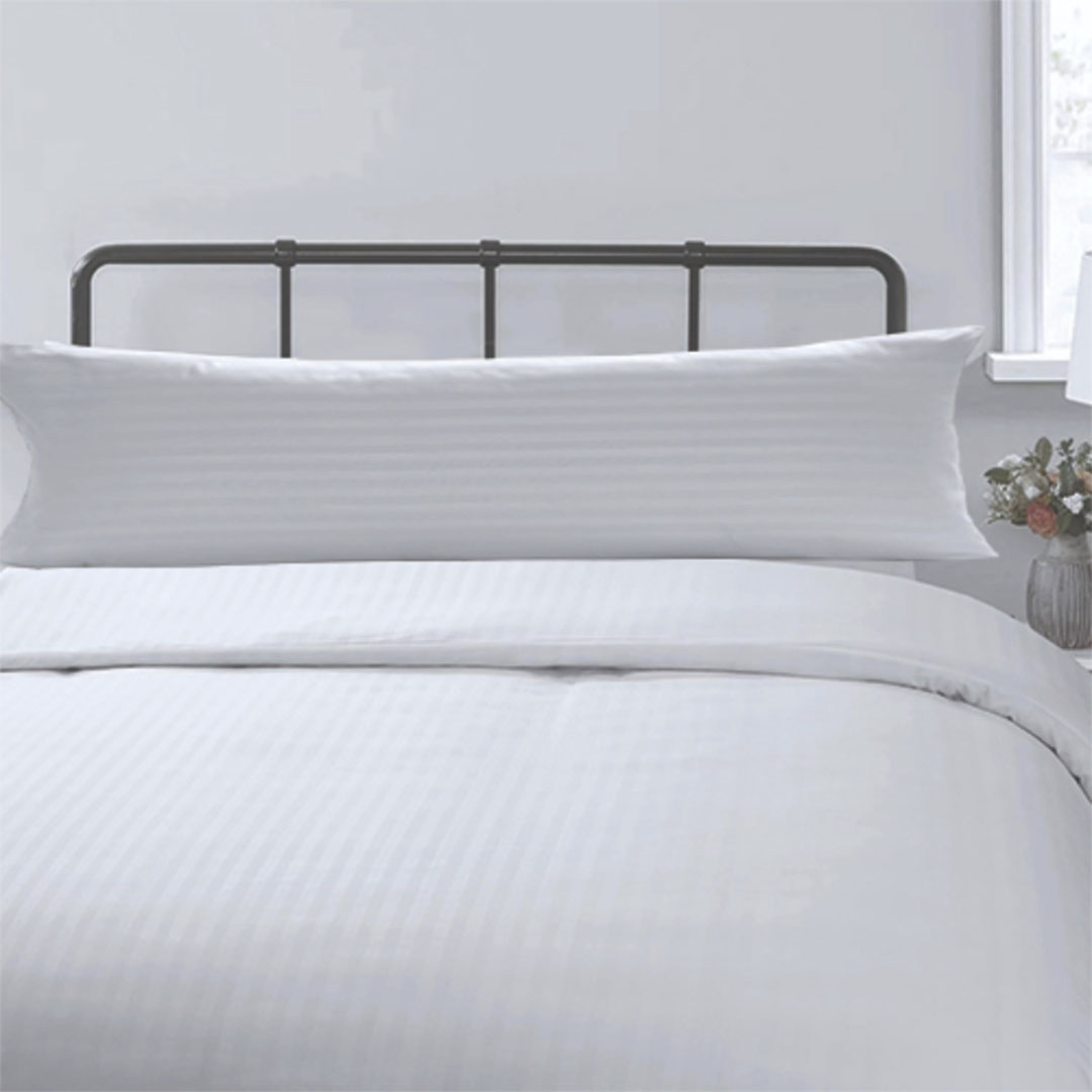 كيس وسادة طويل فندقي 45*120 سم - أبيض سترايبد