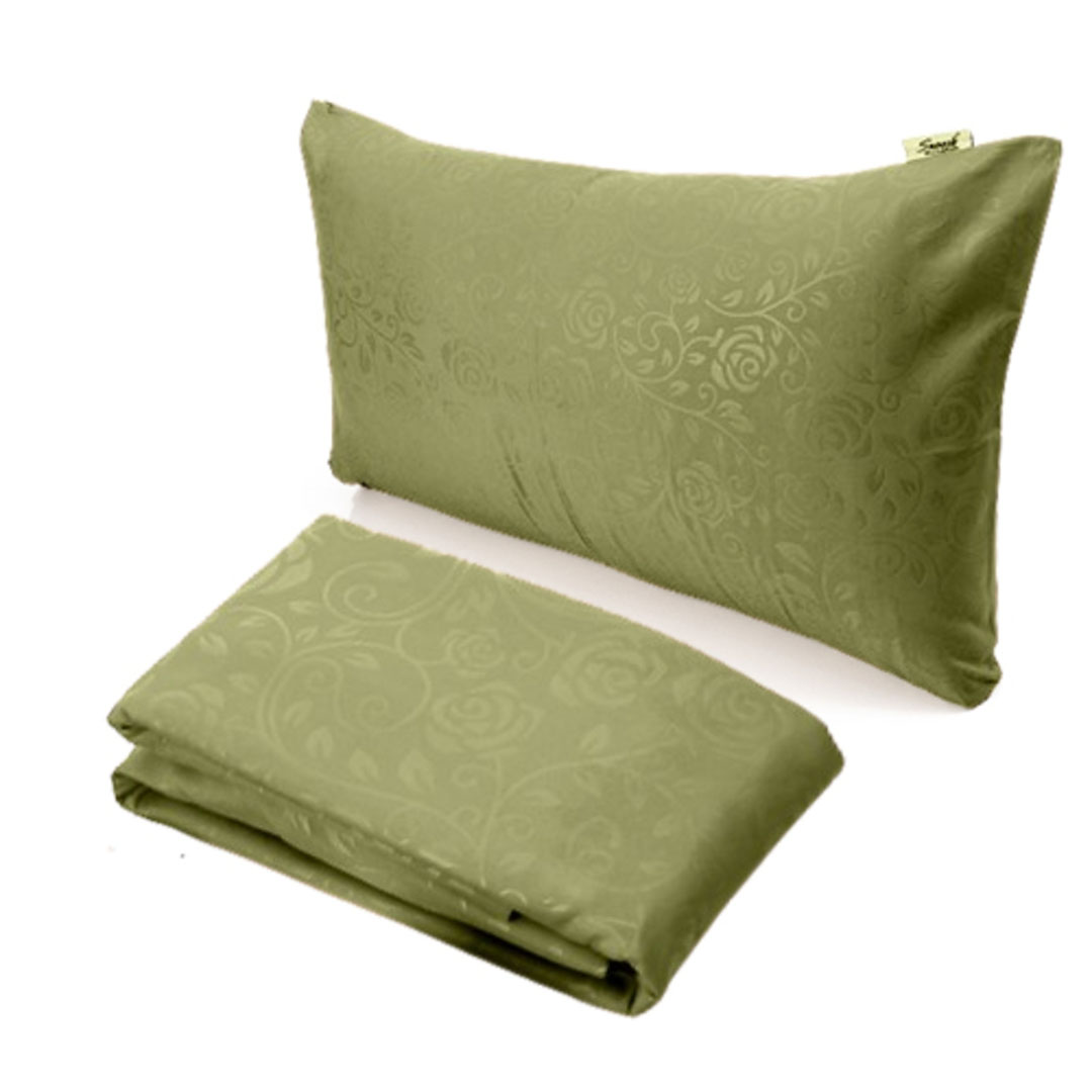 طقم ملاية سرير بأستيك جاكار مايكروفايبر 100*200 سم + كيس مخدة إضافي - زيتي