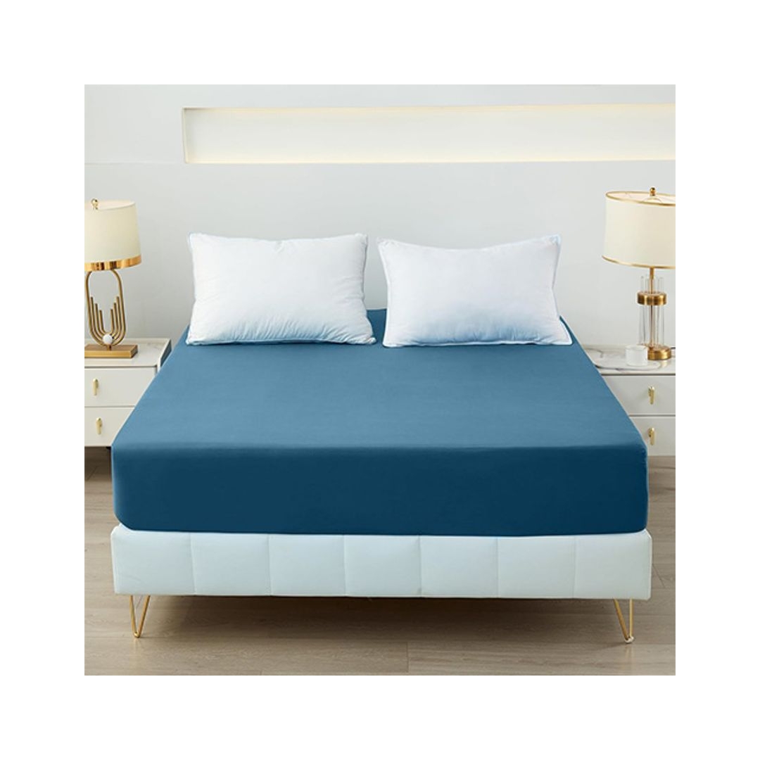 طقم ملاية بأستيك قطعتين من سنوز - فيروزي غامق - 100*200سم