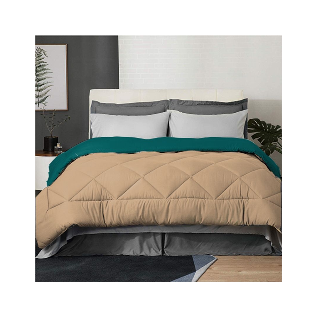 لحاف شتوي دبل فيس - 160/235 سم - بيج / تيل