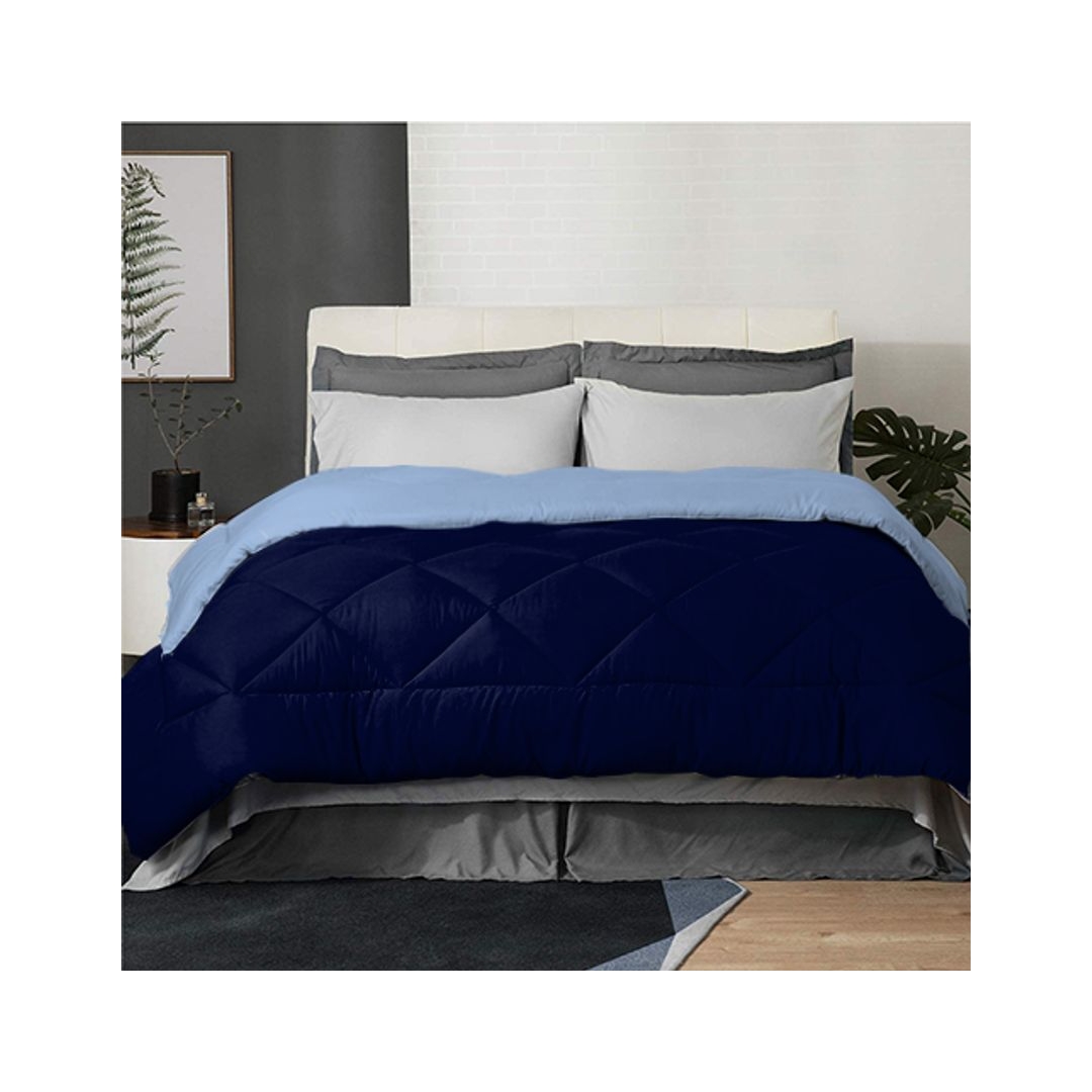 لحاف شتوي دبل فيس - 160/235 سم - لايت بلو / دارك بلو