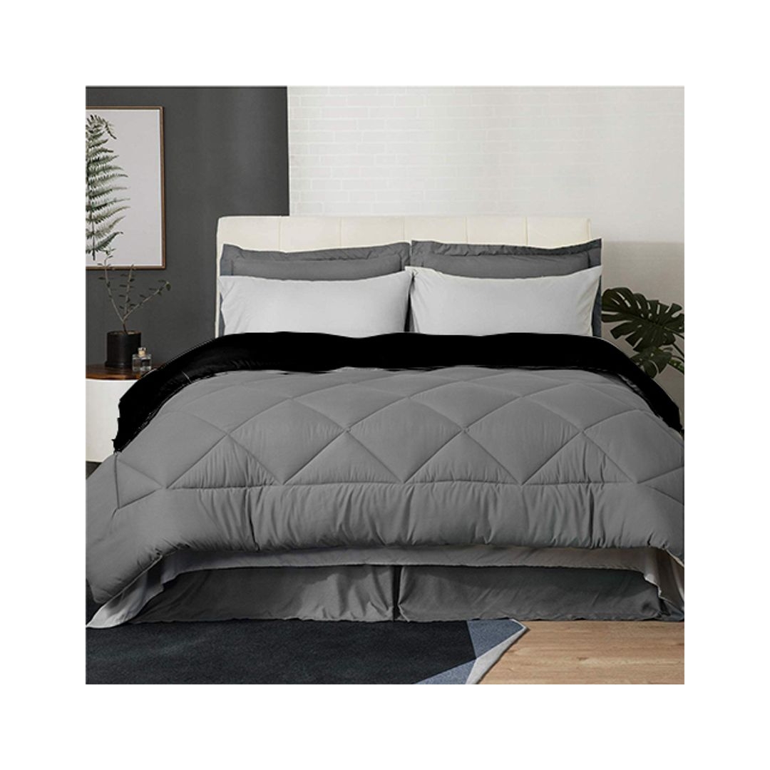 لحاف شتوي دبل فيس - 220/235 سم - جراى/ بلاك