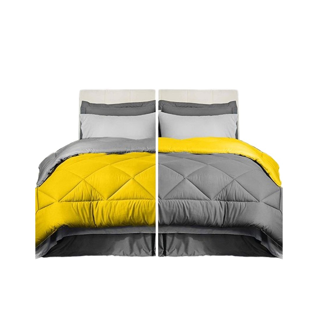 لحاف شتوي دبل فيس - 160/235 سم - جراى/ يلو