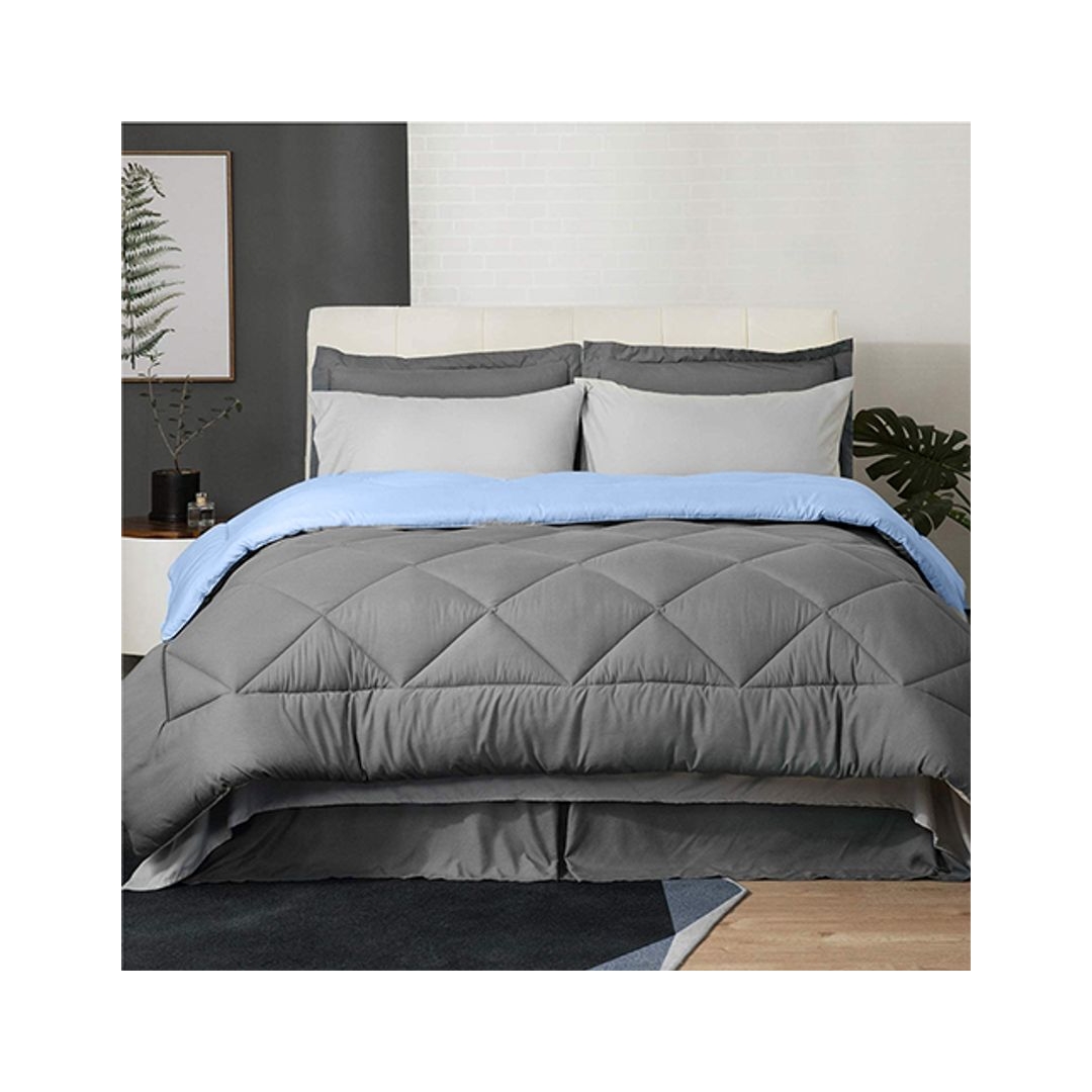 لحاف شتوي دبل فيس - 220/235 سم - جراى/ لايت بلو