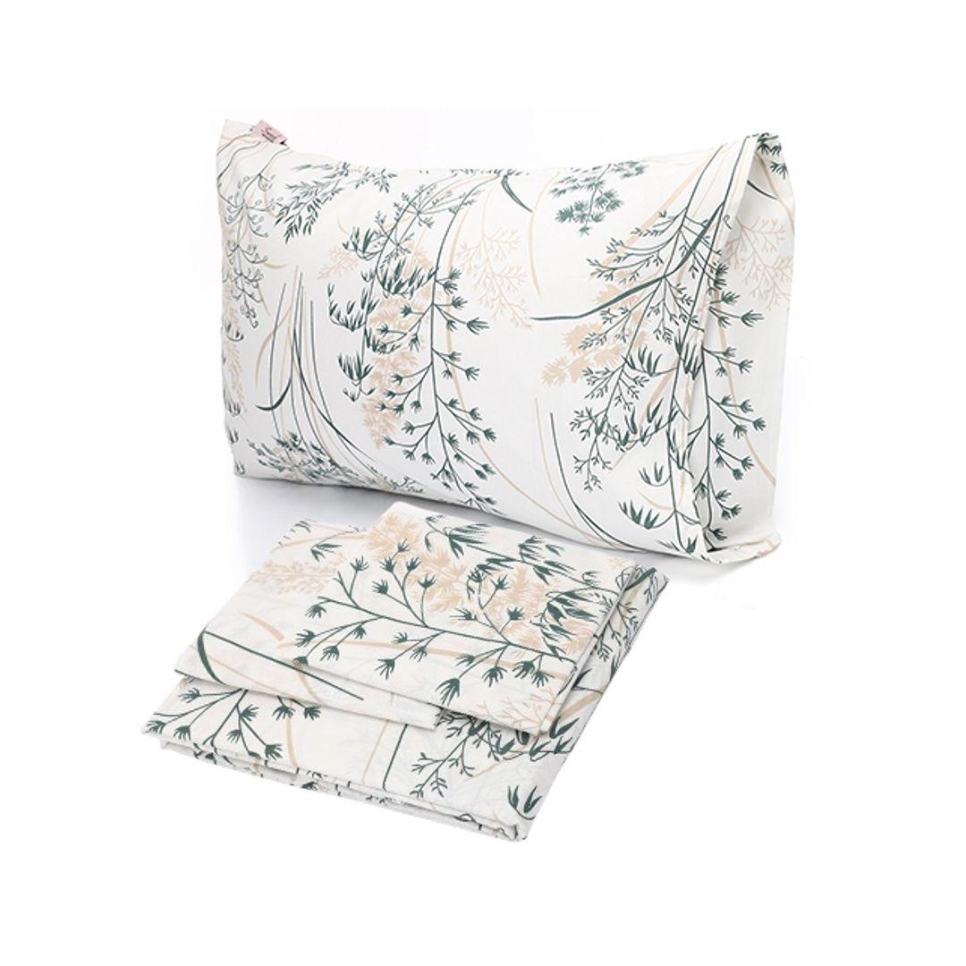 طقم ملاية سرير مع كيس مخدة - 180/235 سم - تصميم بريز جرين