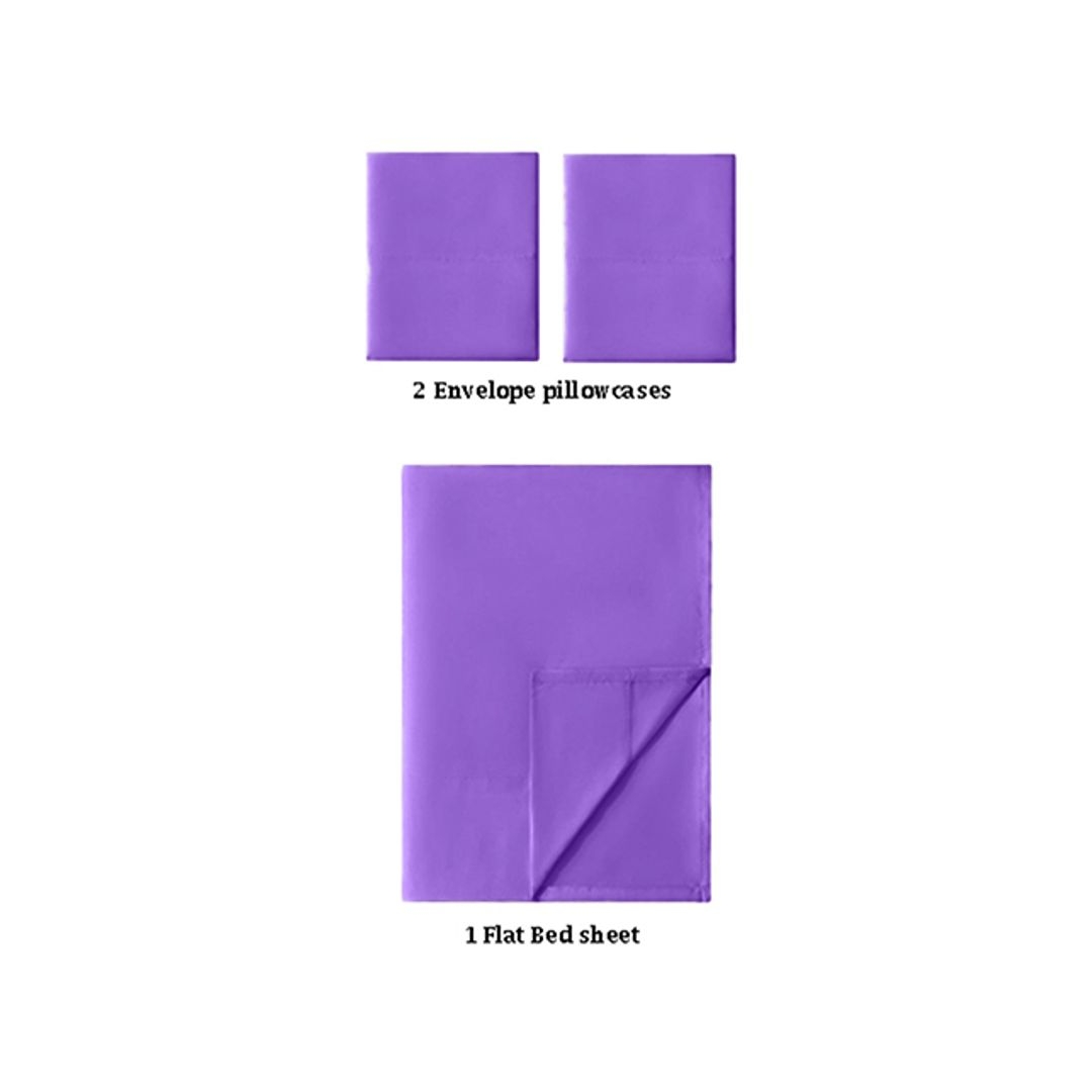 طقم ملاية عادية - 220/235 سم - 3 قطع - لافندر غامق