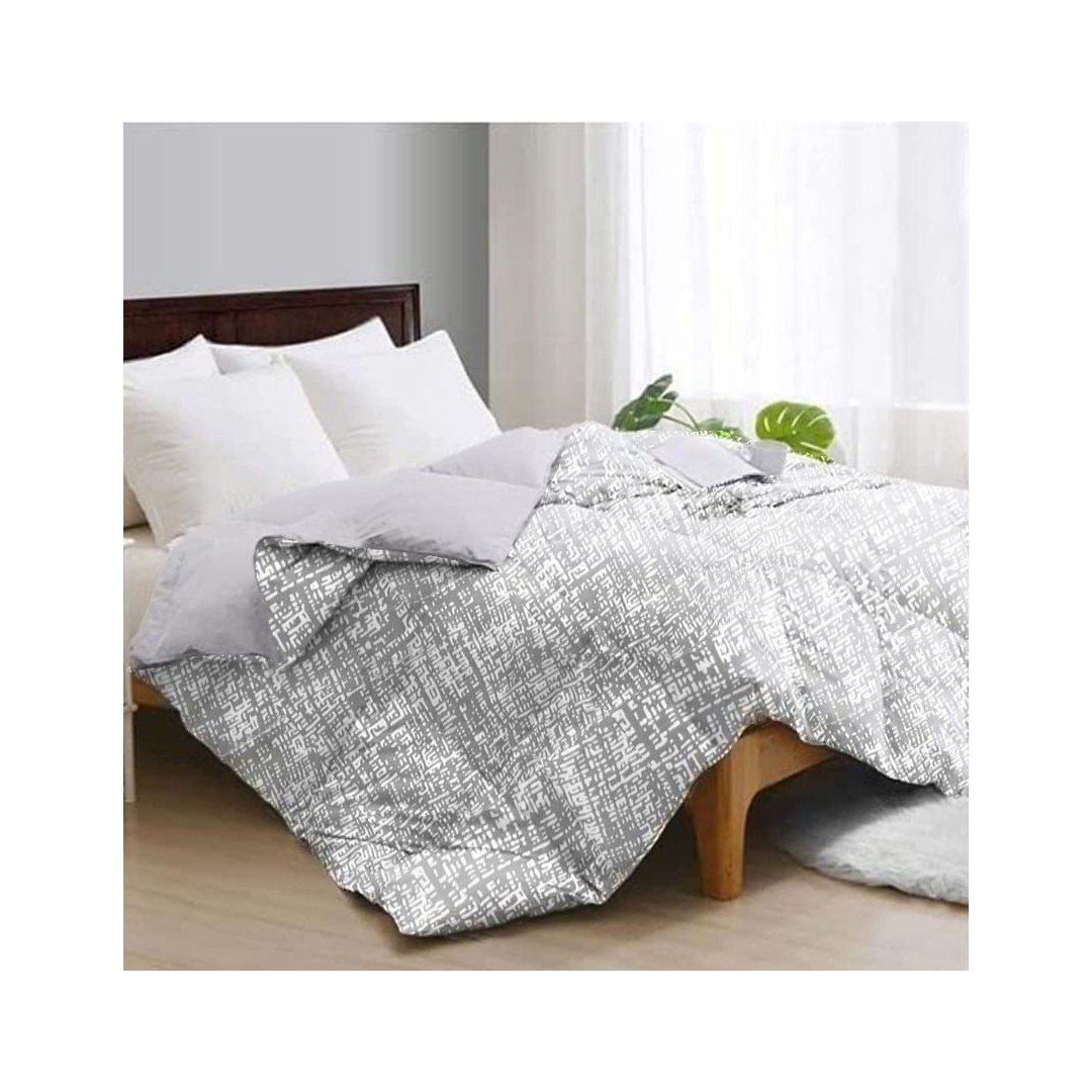 لحاف دبل فيس صيفي من طيبه تصميم رمادى ميز - 180*220 سم