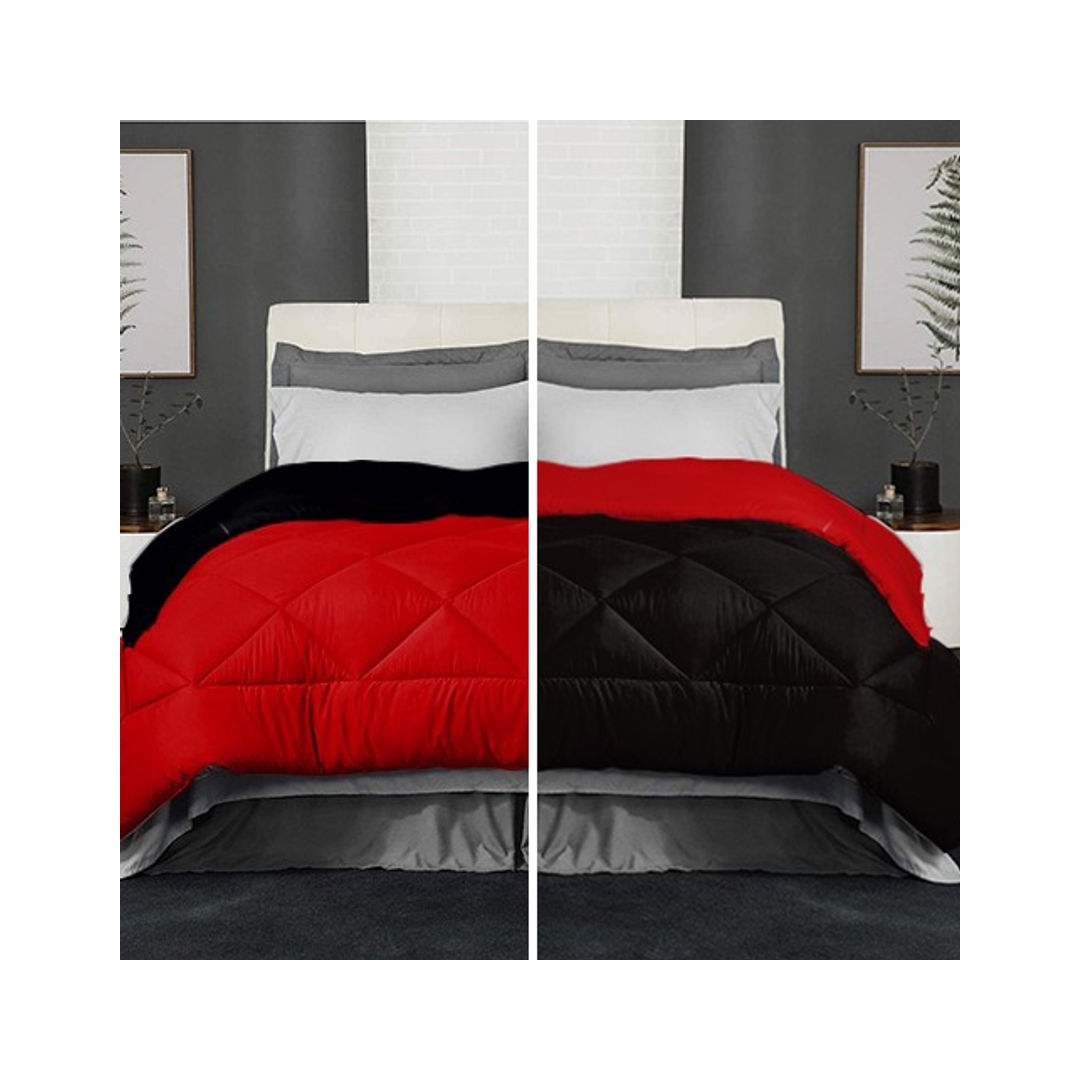 لحاف دبل فيس - 160/235 سم - أسود/أحمر