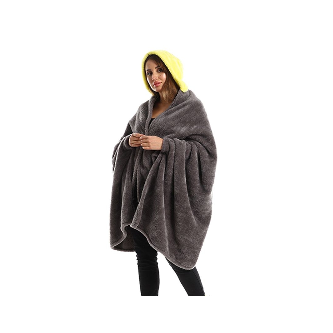 طقم دفاية قابله للارتداء الشخصي - قطعتين - رمادي/أصفر - 110*130 سم