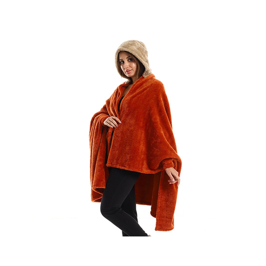 طقم دفاية قابله للارتداء الشخصي - قطعتين - برتقالي/بيج - 110*130 سم