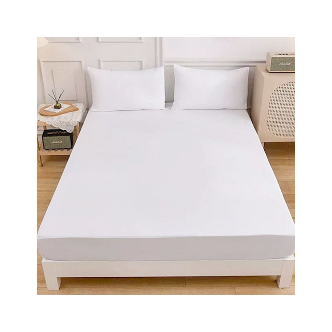 طقم ملاية بأستيك قطعتين من سنوز - أبيض - 100*200سم