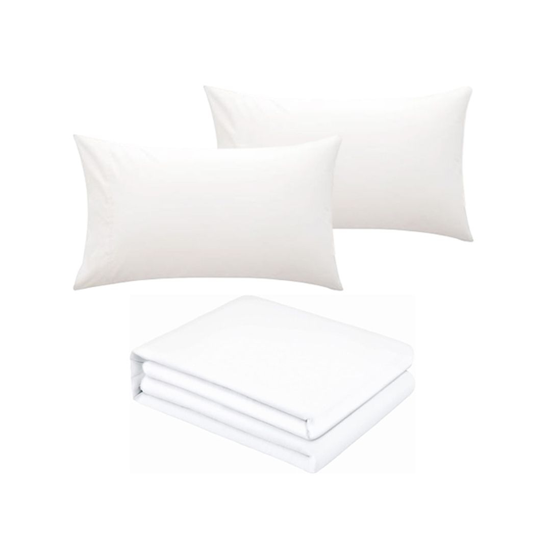 طقم ملاية بأستيك 3 قطع من سنوز - 180*200 سم - أبيض